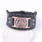 Handmade Viking Leather Valknut Arm Cuff Bracelet