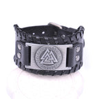 Handmade Viking Leather Valknut Arm Cuff Bracelet