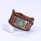 Handmade Viking Leather Valknut Arm Cuff Bracelet
