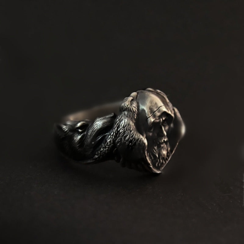 Odin with Raven and Wolf Ring