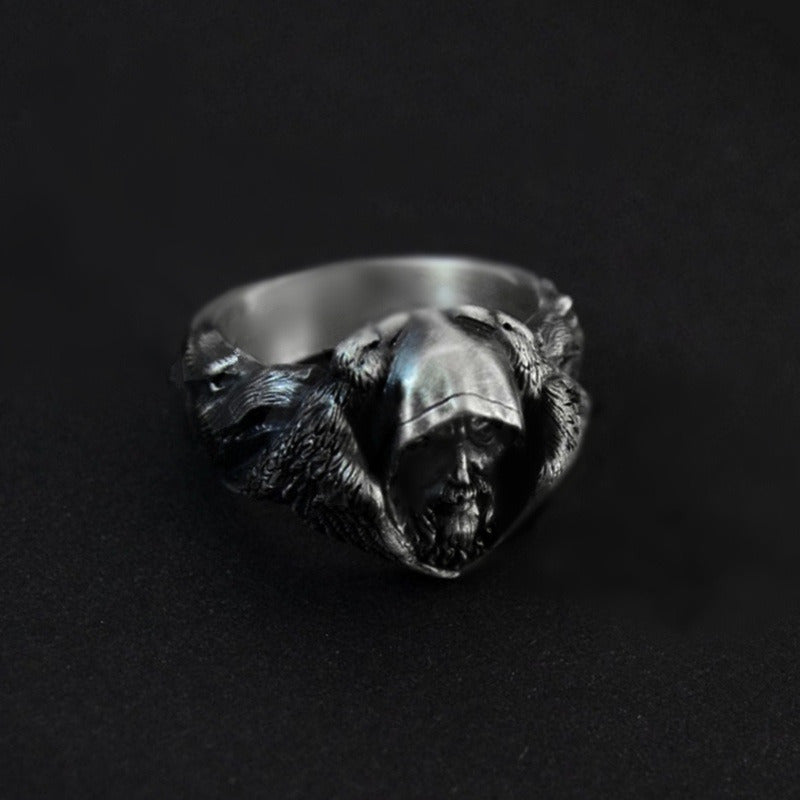 Odin with Raven and Wolf Ring