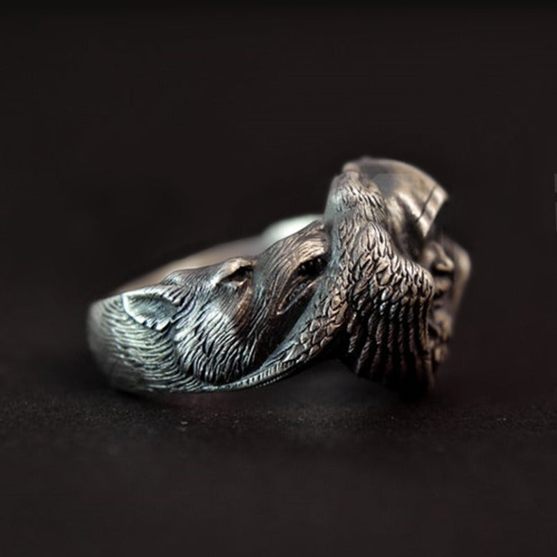 Odin with Raven and Wolf Ring