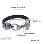 Viking Wolf Head With Thor's Hammer Mjölnir Bracelet