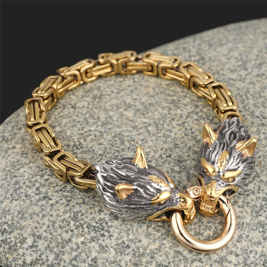 Viking Wolf Head Bracelet