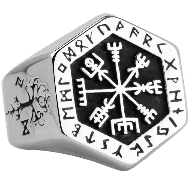 Viking Vegvisir And Valknut Ring