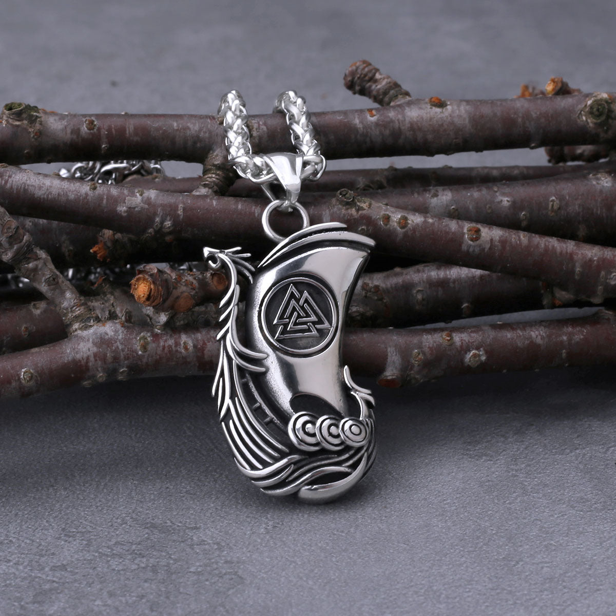 Viking Ship Necklace With Wooden Box